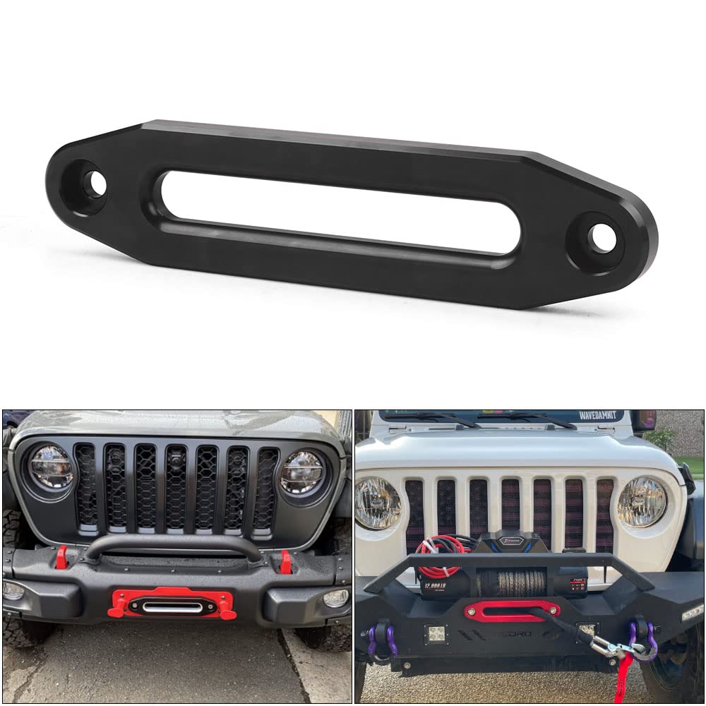 Generico 10 Pollici Hawse Fairlead, Billet Alluminio lucidato Bolt-Pattern Sintetico verricello 8000-15000 LBs per ATV/UTV Cavo Corda (Nero)