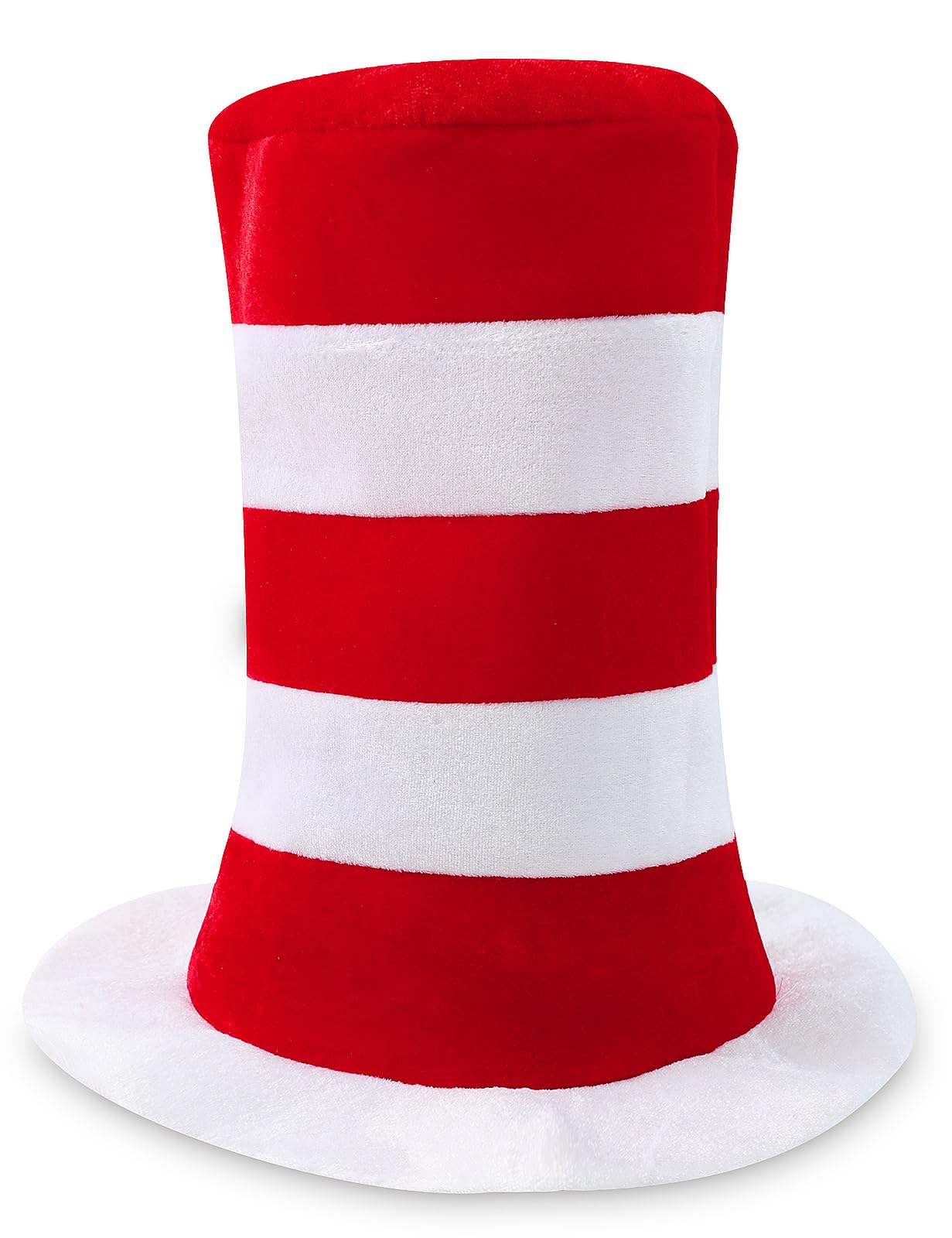 COSAVOROCK Red And White Striped Stovepipe Tall Costume Hat Book Day Fancy Dress Cat Theme, One Size