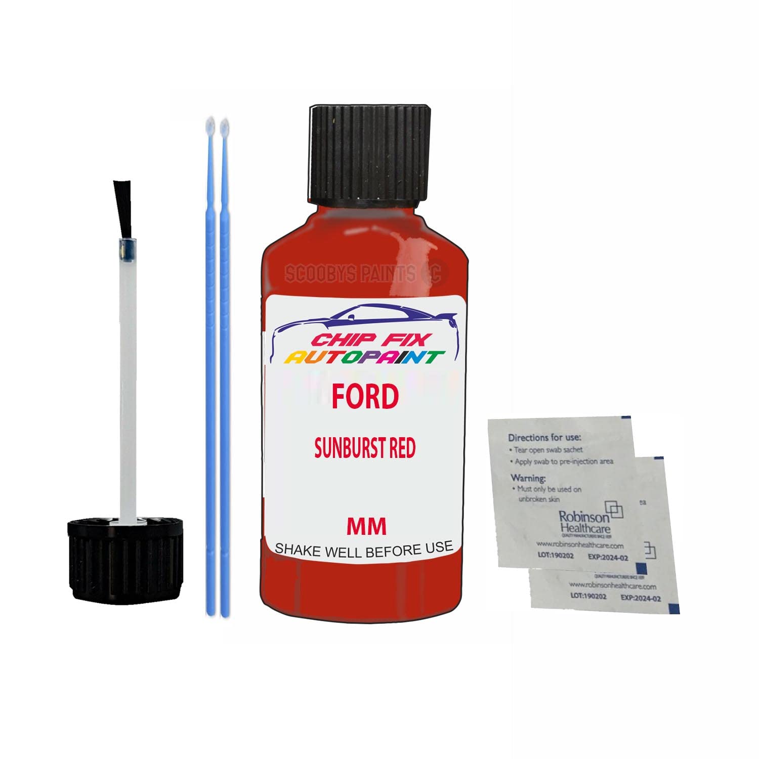 Scoobys Paints Back In The Mix Sunburst Red Touch Up Paint For Ford Transit Van Mm 1980-198530Ml Bottle Brush Scratch Stone Chip Repair Pen