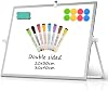 DOLLAR BOSS Magnetic Desktop Whiteboard 30x40cm Double Sided Dry Erase Small White Board with Stand, A3 Mini Whiteboard 8 Pens, 1 Eraser, 6 Magnets, for Teachers Home Office