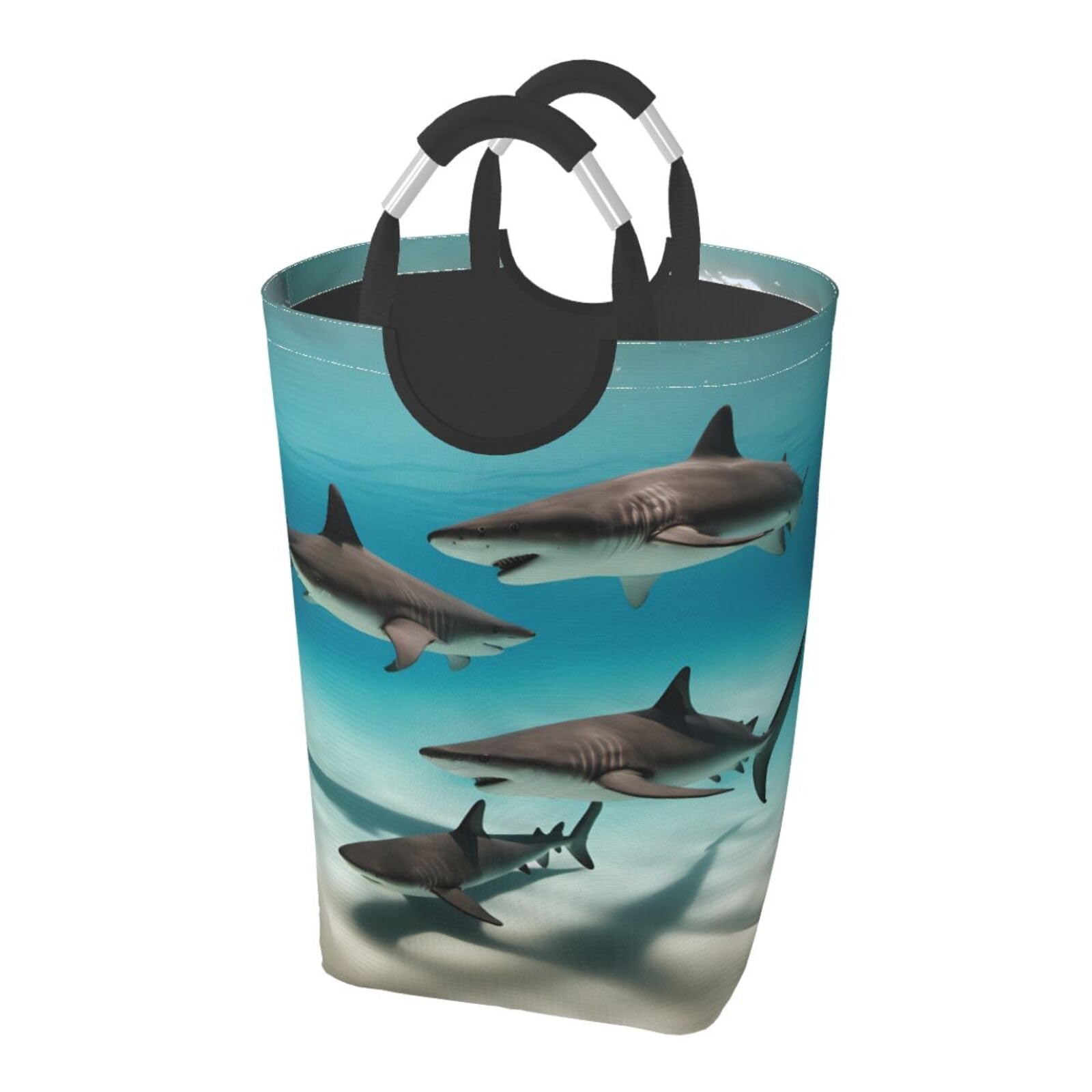 Fish in the deep sea Faltbare quadratische Aufbewahrungstasche, 50L Schmutzige Kleidung Wäschekorb, geeignet für Waschküche, Schlafsaal, Schlafzimmer