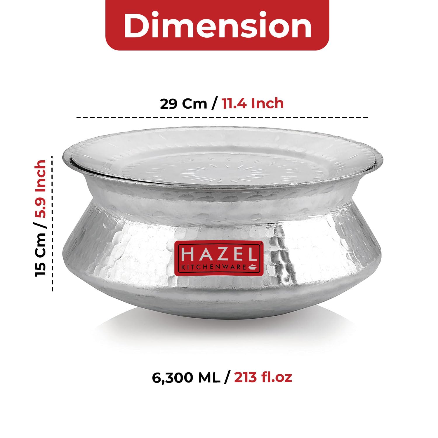 HAZEL Biryani Pot - 6300ml Aluminum Handi -3