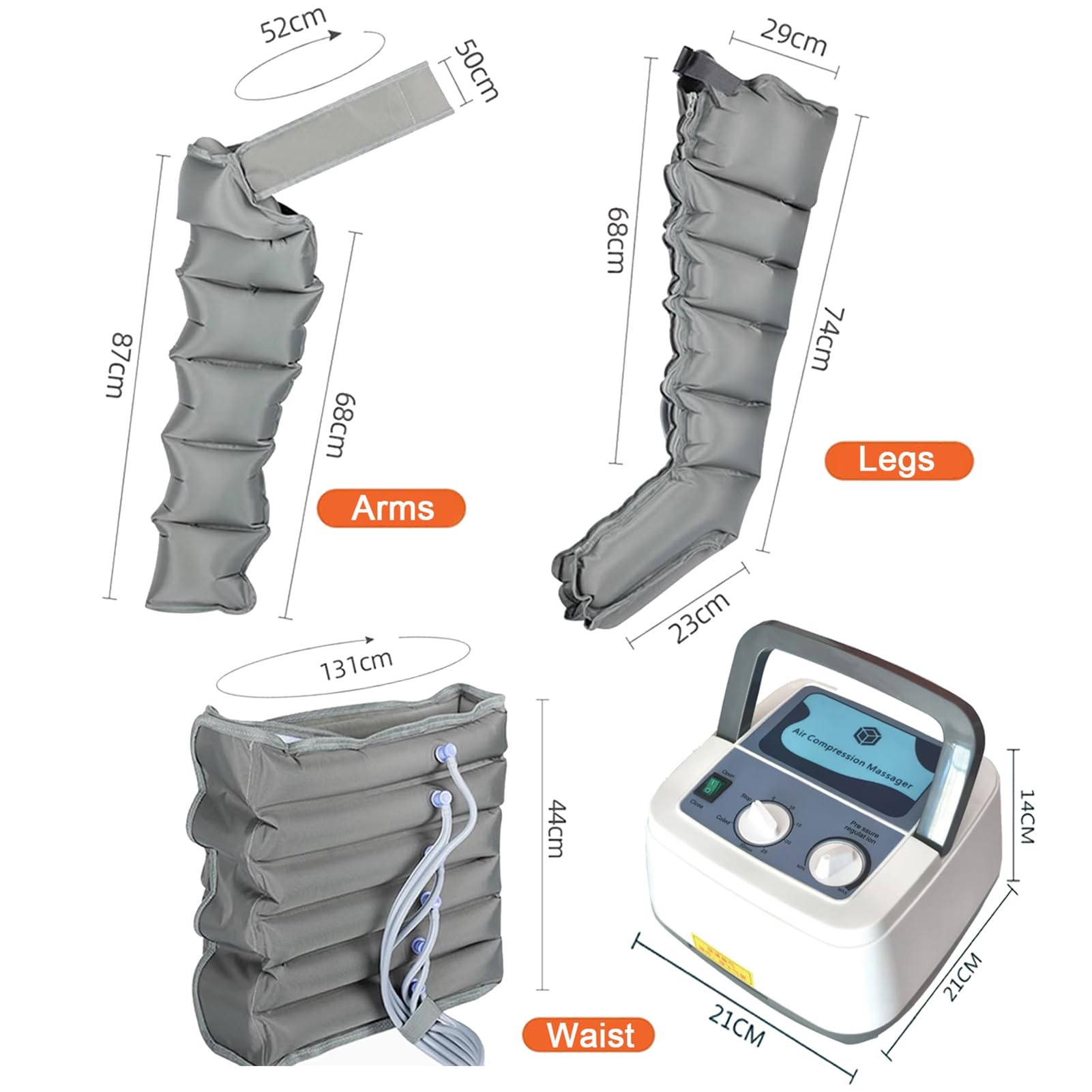 Masajeador para el tratamiento del lipedema en las piernas con 6 cámaras de aire, botas de compresión eléctrica para drenaje linfático, masajeadores de pantorrillas para el dolor y la circulación