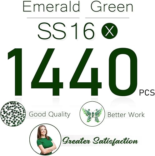 Miniatura 3 de 1440 diamantes de imitación SS16 de 0.157 in con parte trasera plana verde esmeralda a granel K9 de cristal verde esmeralda para arte de uñas,