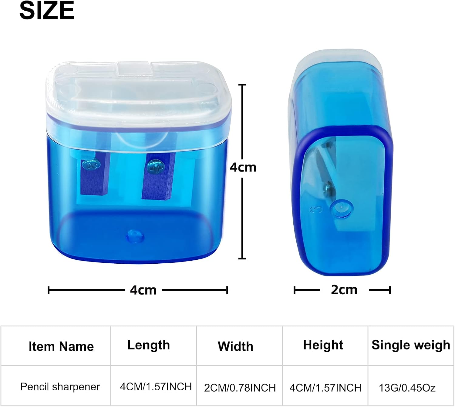 Pencil Sharpeners, Manual Pencil Sharpener with Lid, Handheld Pencil Sharpener for Colored Pencils, Protable Pencil Sharpener for Kids and Adults, Dual Holes Pencil Sharpener for Classroom Office