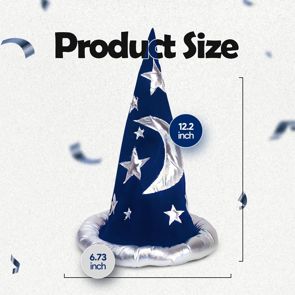 Funny Party Hats Funny Party Accessory Wizard Hat - Merlin Hat - Wizard Costume Accessories - Black Wizard Hat (Colorful) - Image 2