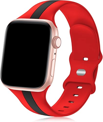 Designer Sport Band Compatible with Apple Watch iWatch Bands 38mm 40mm 41mm 42mm 44mm 45mm 49mm Men Women, Soft Silicone Strap Wristbands for Apple