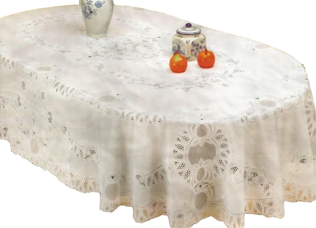 RJ Quality Product Vinyl Crochet Tablecloth, Off White