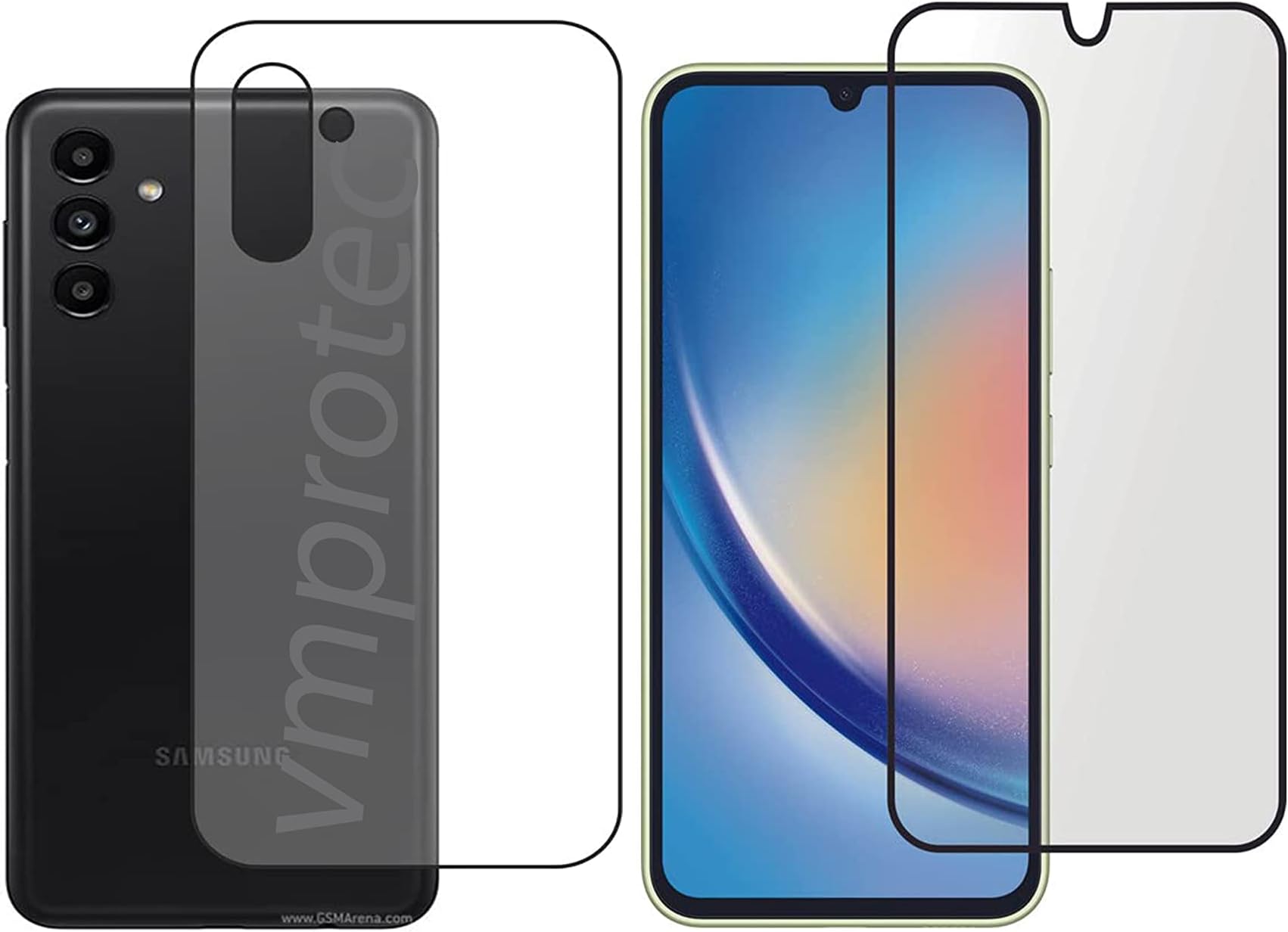 Compatible For samsung galaxy A34 Front and Back 9H Finish Front and TPU Carbon Fiber Screen protector Fingerprint resistant For Samsung Galaxy A34 5G