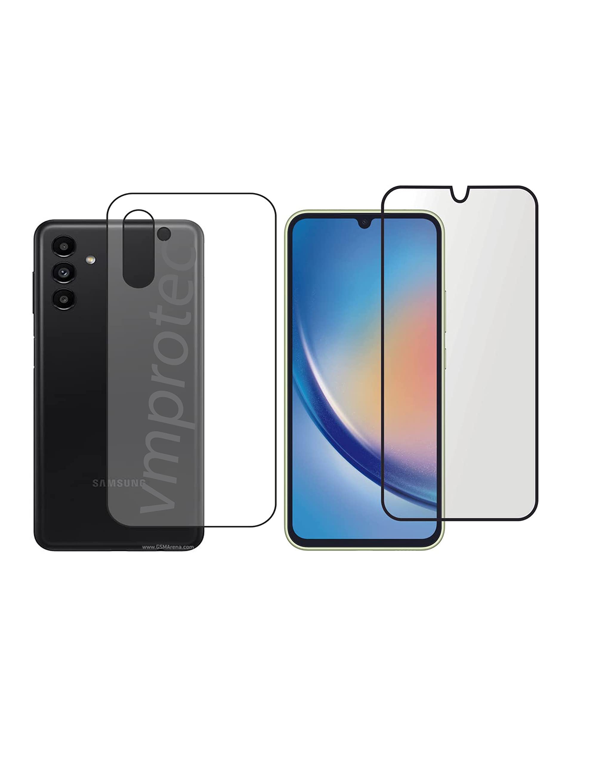 Compatible For samsung galaxy A34 Front and Back 9H Finish Front and TPU Carbon Fiber Screen protector Fingerprint resistant For Samsung Galaxy A34 5G