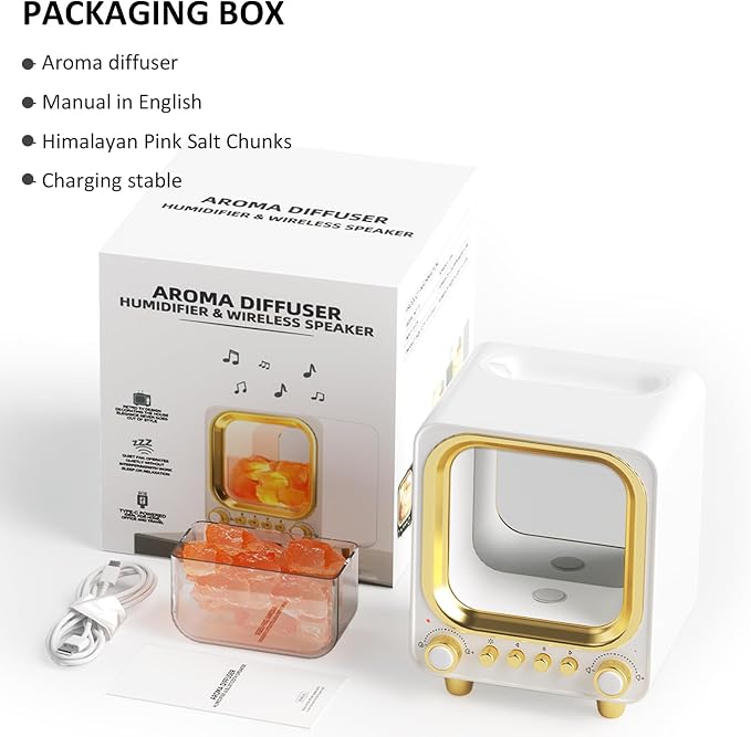 Difusor de Aceites Esenciales 4 en 1, Sal del Himalaya, Bluetooth miniatura 8