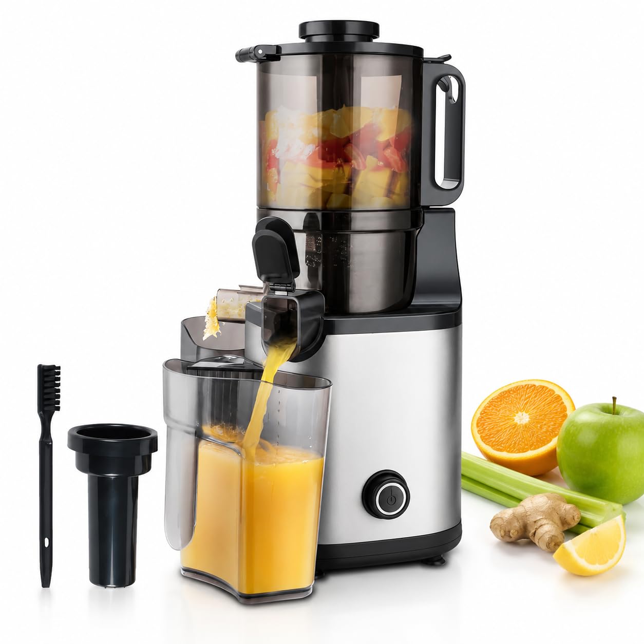 Extracteur de jus à froid, goulotte de 5,5 pouces, 300 W, 60 tr/min