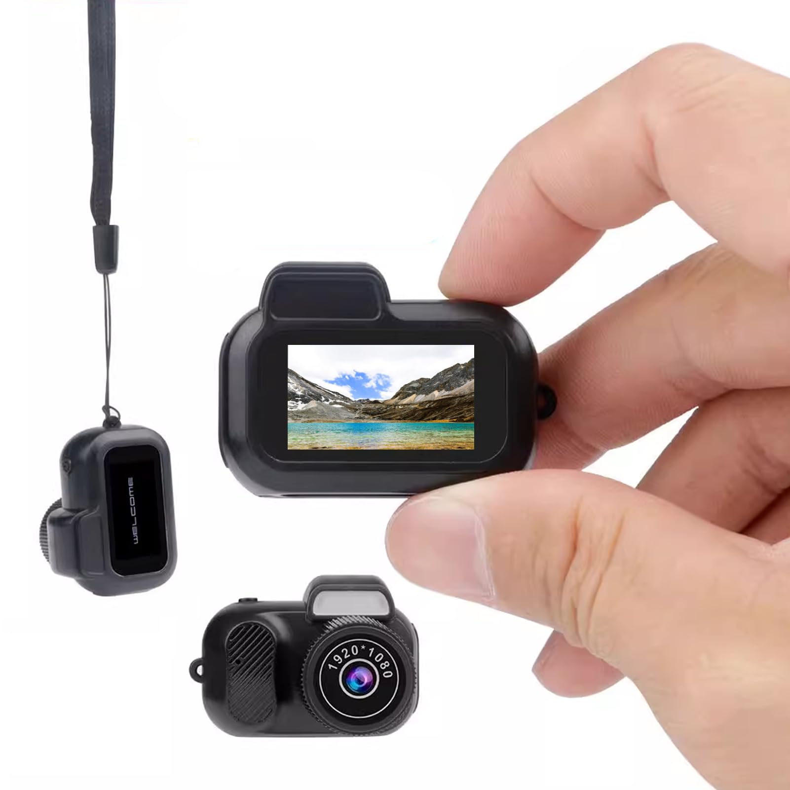 Plyisty Mini Keychain Camera, 1080P Mini Video Recorder, with 0.96 inch Screen, Photography Gifts, Tiny Miniature Camera Keychain, for Kids, Students