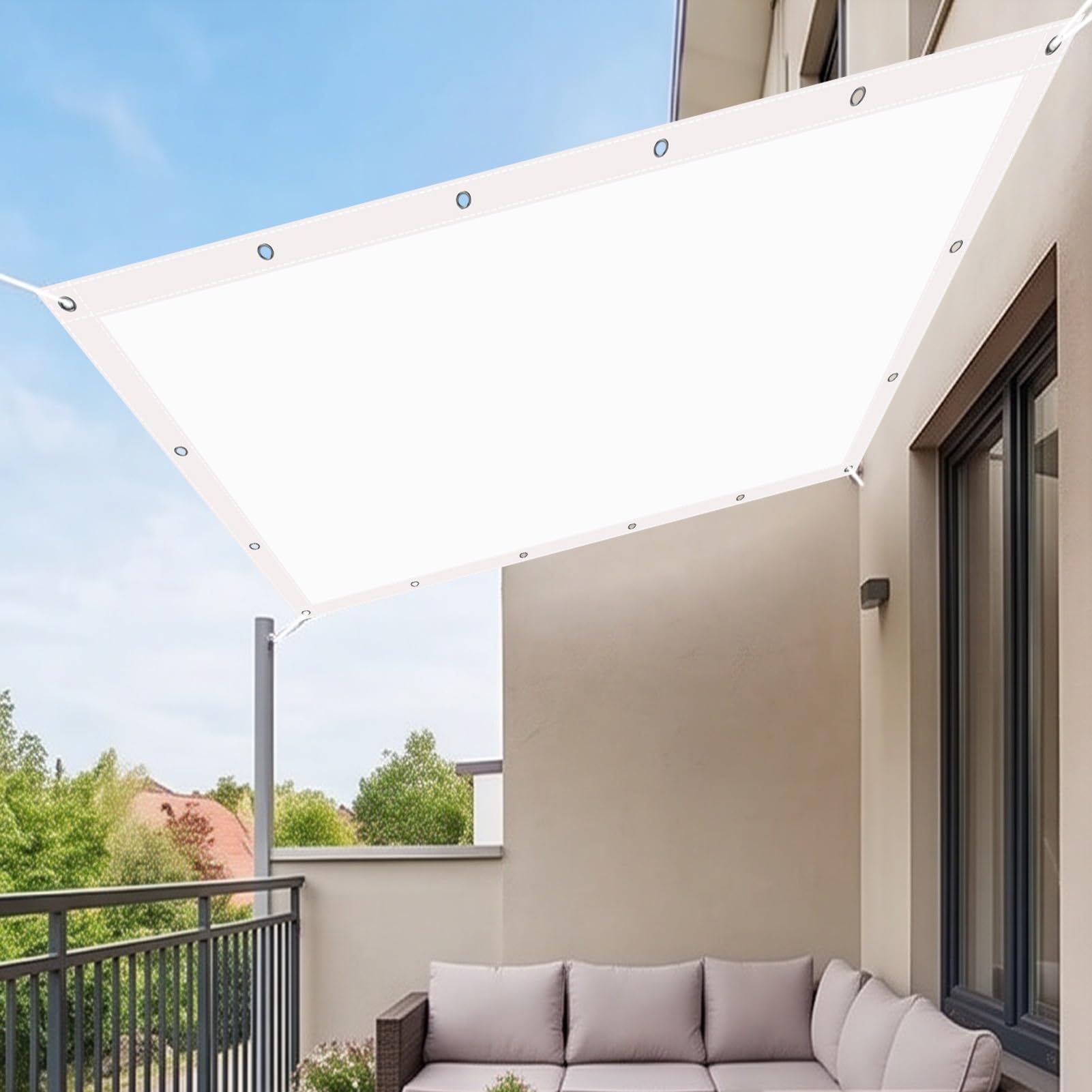 Bache ombrage imperméable 190x190 cm pour abriter le jardin et la terrasse contre la pluie