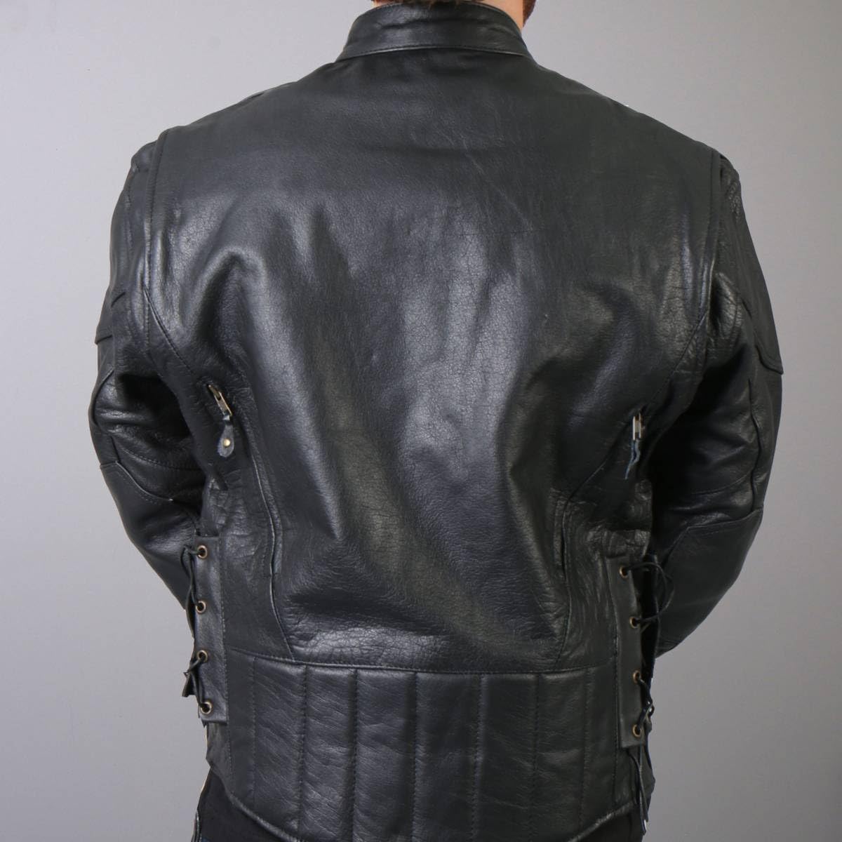 Hot Leathers Men's Premium Leather Vented Motorcycle Biker Jacket JKM1010-Black-46