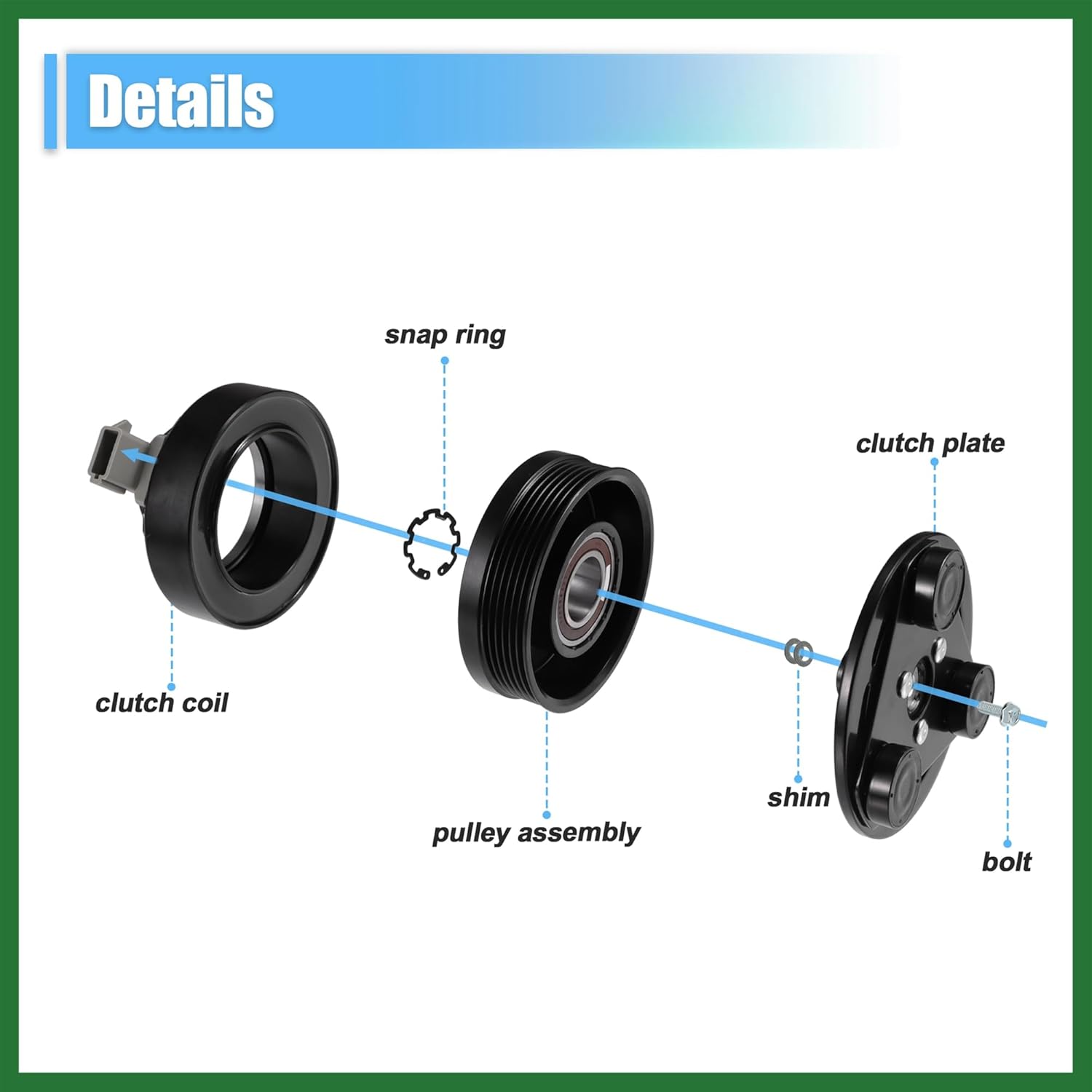 Motoforti 1 Set AC Compressor Clutch Kit Replace for FORD F-150 2004 2005 2006 8 CYL 4.6L/5.4L Long-lasting