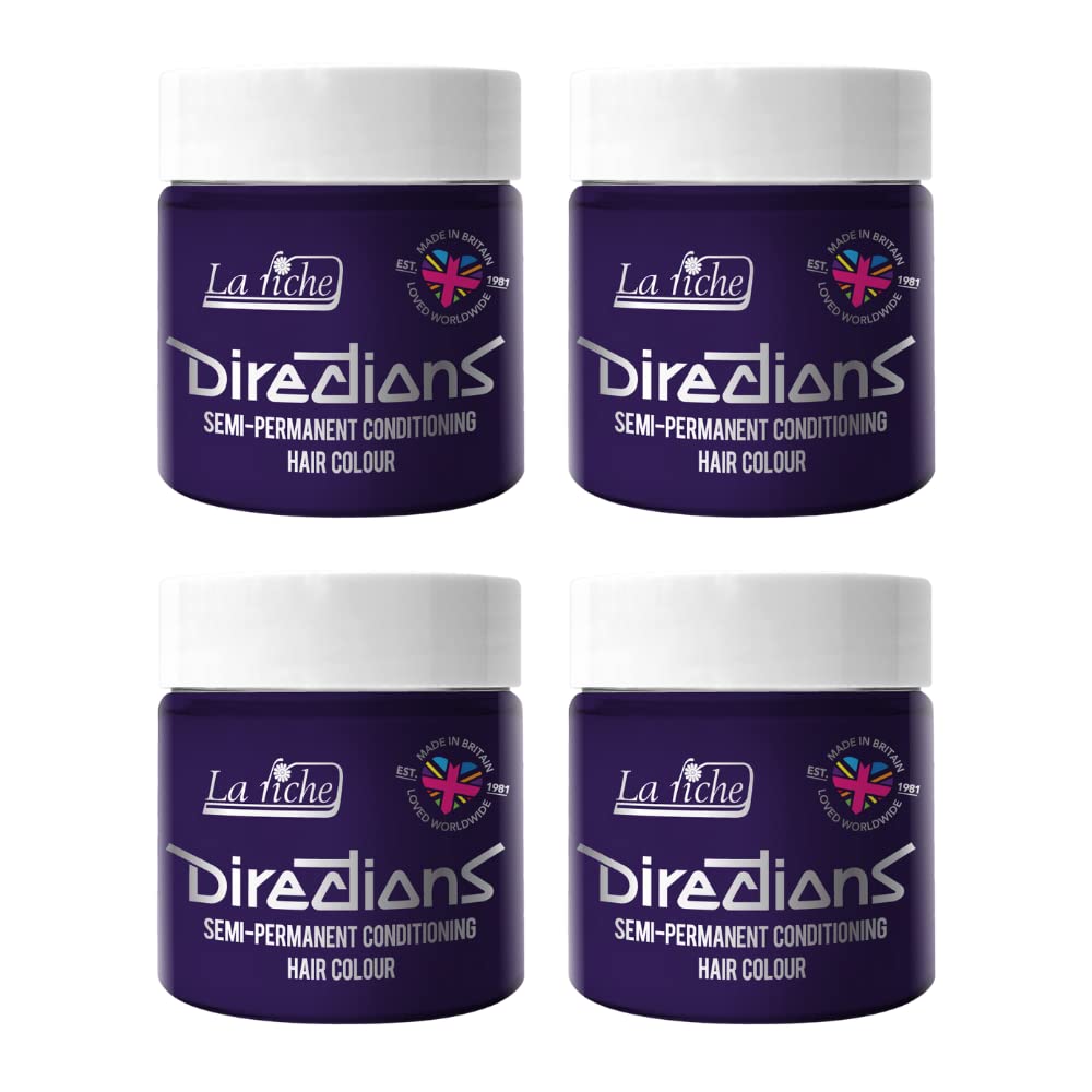 4 x La Riche Directions Semi-Permanent Hair Colour Bottle 100 ml (Deep Purple)