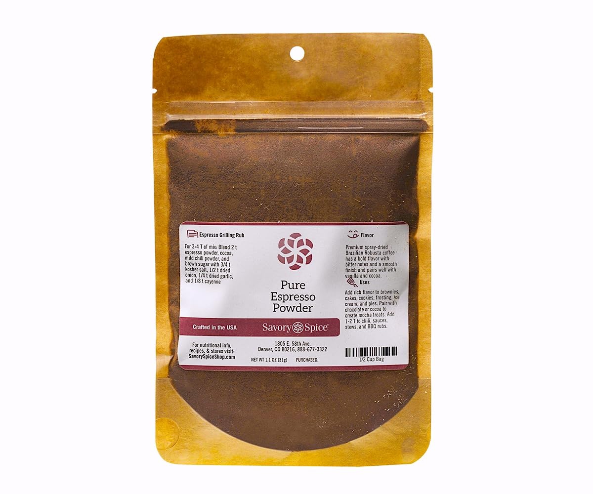 Savory Spice Pure Espresso Powder - Espresso Powder for Baking - Boost Rich Chocolate Flavor in Desserts - Gluten-Free, Sugar-Free, and Vegan (1/2 Cup