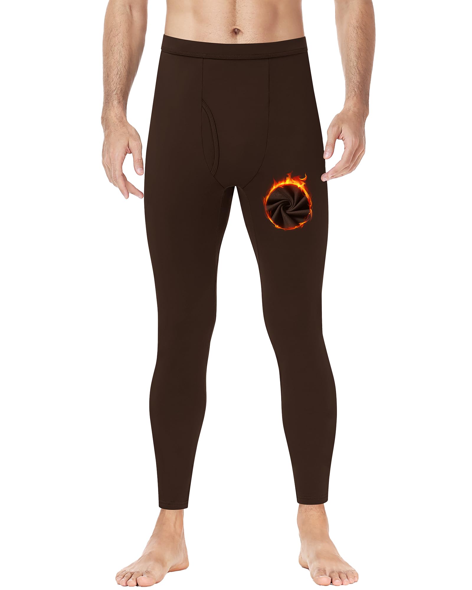 Runhit Thermo Unterhosen Herren Lange, Thermohose Männer mit Eingriff und Weicher Fleece-Innenseite, Thermo Leggings als Thermounterwäsche Skiunterwäsche Funktionsunterwäsche für Winter Outdoor