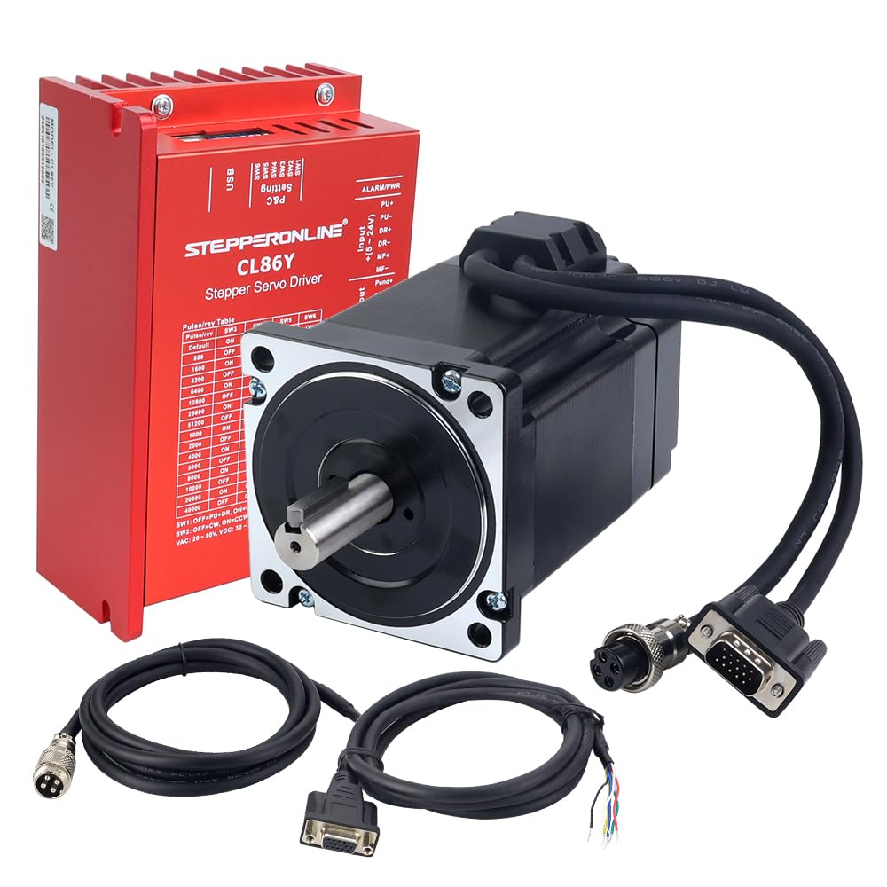 STEPPERONLINE YS Serie 1 asse Closed Loop-Stepper Kit 6,50 Nm (920,48 ozin), motore Nema 34 con cavo da 2,0 m e driver 0-8,5 A, 20-80 VAC/30-110 VDC