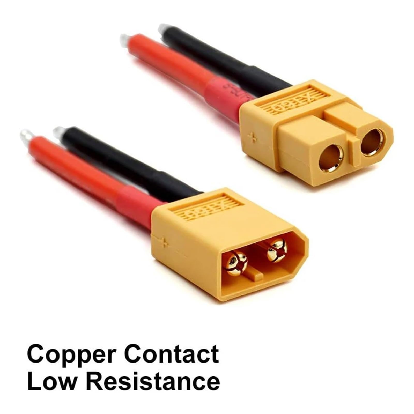 GUYTRM 2 paires de fiches mâles et femelles XT60 12/14WAG, adaptateur de connecteur XT60 avec câble de batterie en silicone 14 AWG de 10 cm lingli(XT60 Plug 14AWG)