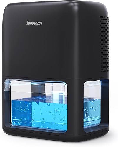 BREEZOME Deshumidificadores de 60 onzas para el hogar, deshumidificador silencioso de doble semiconductor con temporizador, modo de apagado