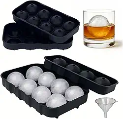 Forma de Gelo Esférica em Silicone, Molde Ice Ball 8 Cavidades, Gelo Bola Grande para Whisky, Drinks e Coquetéis