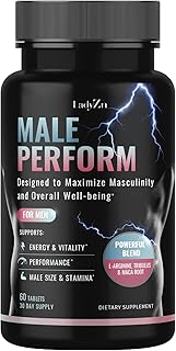 Male Perform - Male Enhancing Supplement for Energy, Stamina, Performance & Vitality, Pills for Men with L-Arginine and Tribulus - Boost Muscle Growth, Size, Strength and Endurance, 60 Tablets