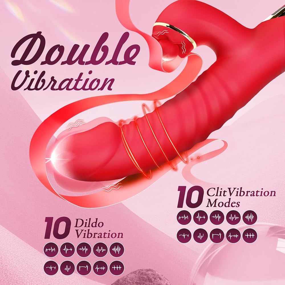 3 IN 1 Dildo Vibrator für die Frau, Klitorisstimulation G-Punkt Vibratoren mit 10 Vibrationmodi und 10 Stoßfunktion, Rabbit Vibratorensets Solo, Sex Spielzeug für Frauen Paare