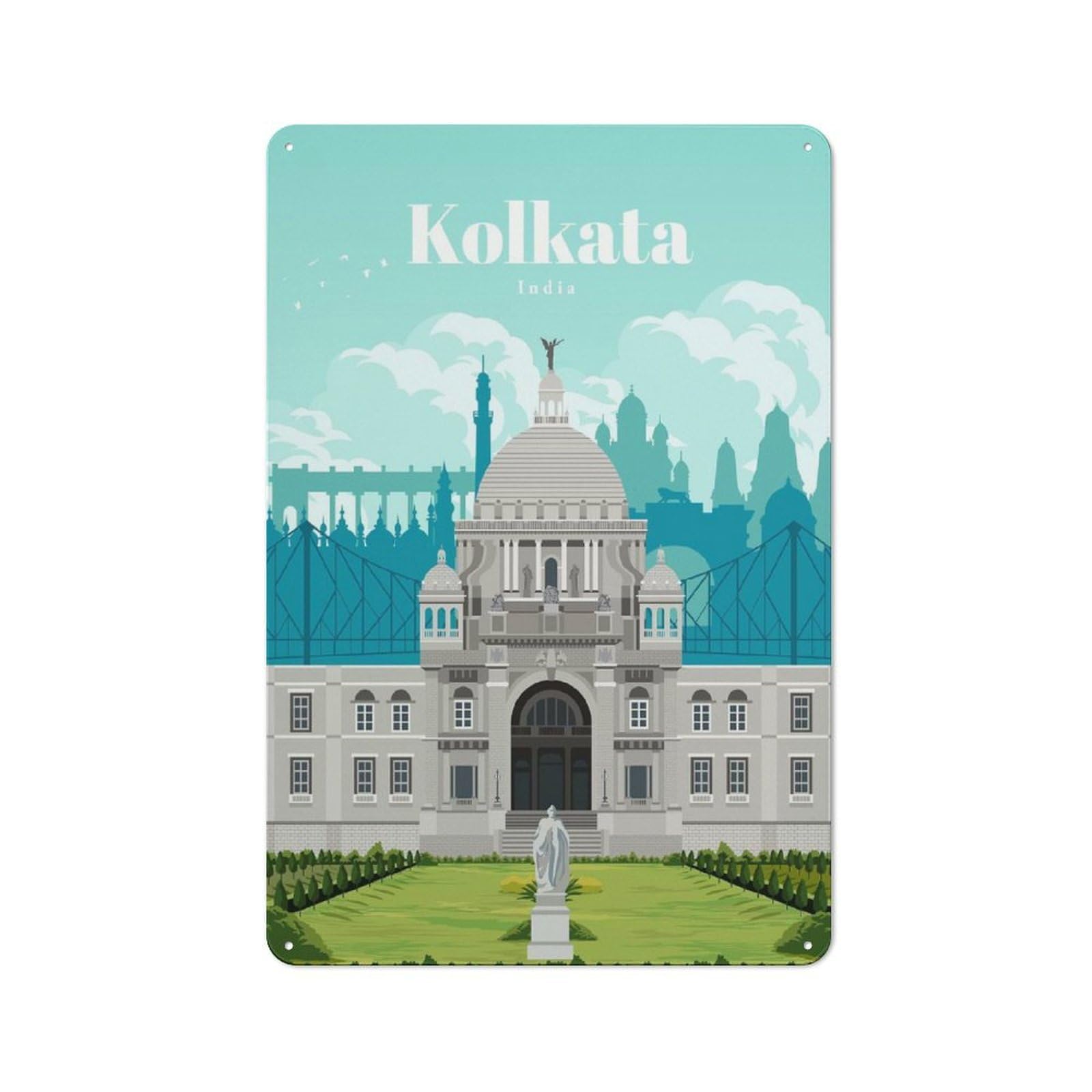 Junmoney Visit Kolkata Decorative Metal Plaque For Bar Wall, Pub Room And Party Space, Gift For Friends, Dad Or Home Bar Owners, 30X20cm