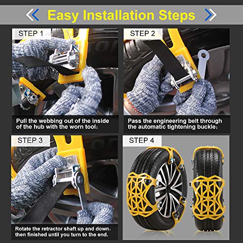 soyond Snow Chains Car Anti Slip Snow Tire Chains Adjustable Anti-Skid Chains Car Tire Snow Chains for Car/SUV/Trucks (Set of 6 Width 165-275mm/6.4-10.9'')