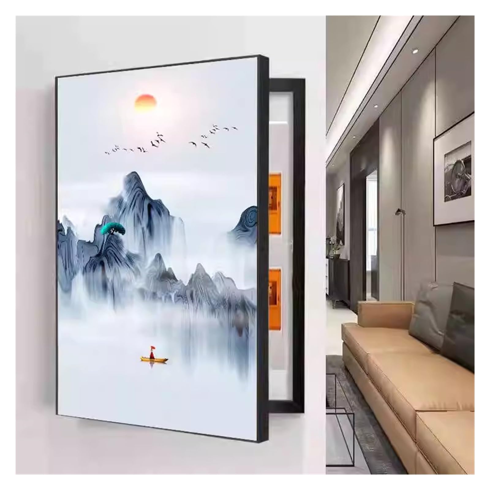 Copertura del Quadro Elettrico Decorativa Scatola Dell'interruttore Quadri su Tela for Poster Nascondere Dipinti Decorazione Murale(Black,50x70cm)