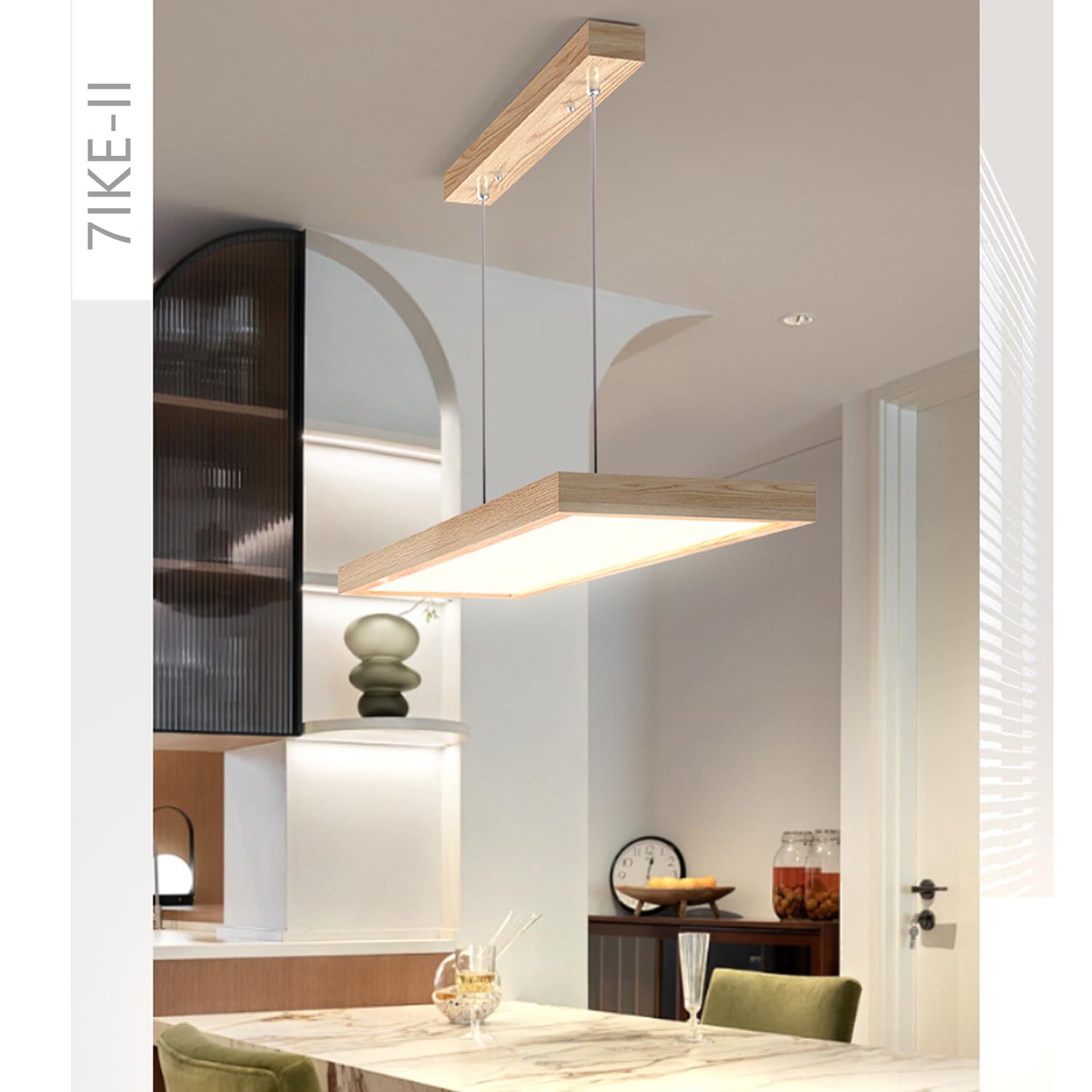 LED Pendelleuchte Esstisch Hängelleuchte Holz Rustikal Dimmbar 48W Mit Den Fernbedienung Pendellampe Höhenverstellbar Moderner Hängellampe Harzleuchter Für Küche Kronleuchter Wohnzimmer Büro Cafe