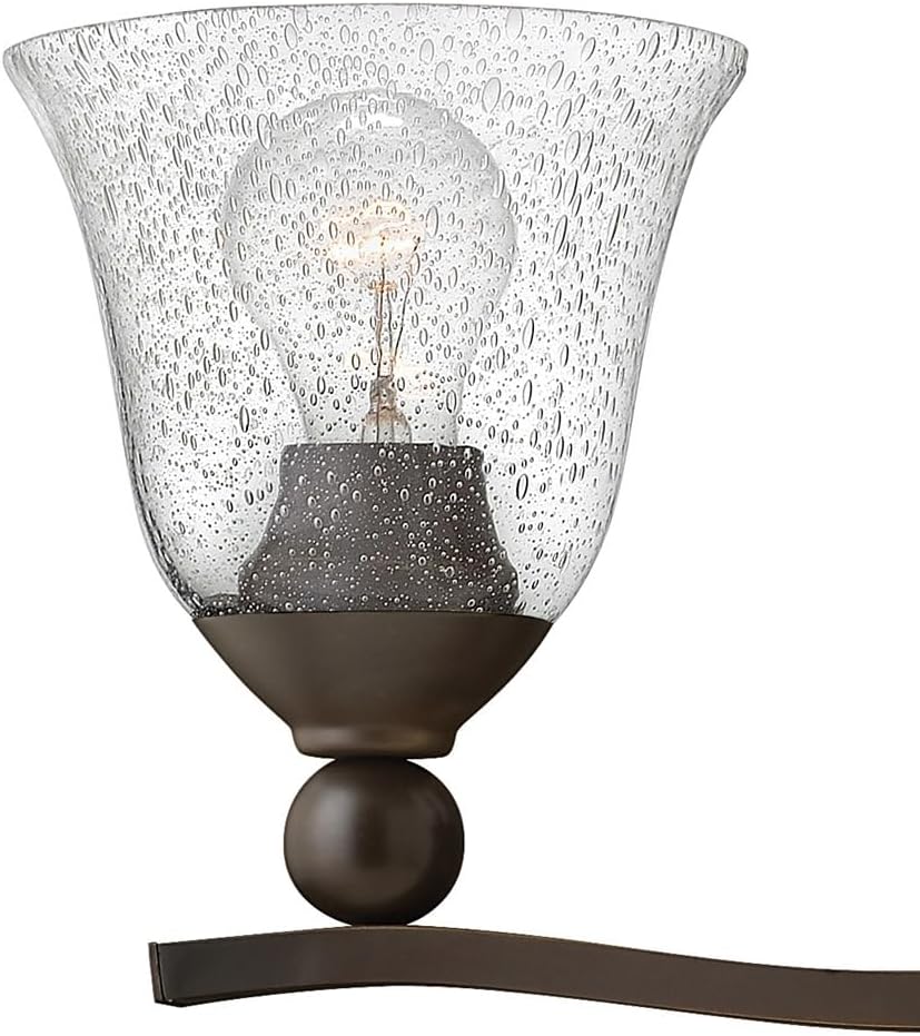 Hinkley Bolla Collection Transitional Three Light Bathroom Vanity Fixture, Olde Bronze with Clear Seedy Glass