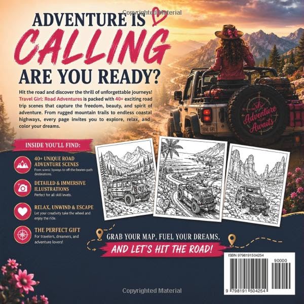 TRAVEL GIRL: ROAD ADVENTURES: An Epic Coloring Journey Through Wild Roads, Mountain Passes, Coastal Drives, Desert Trails & Off-Road Adventures image 3