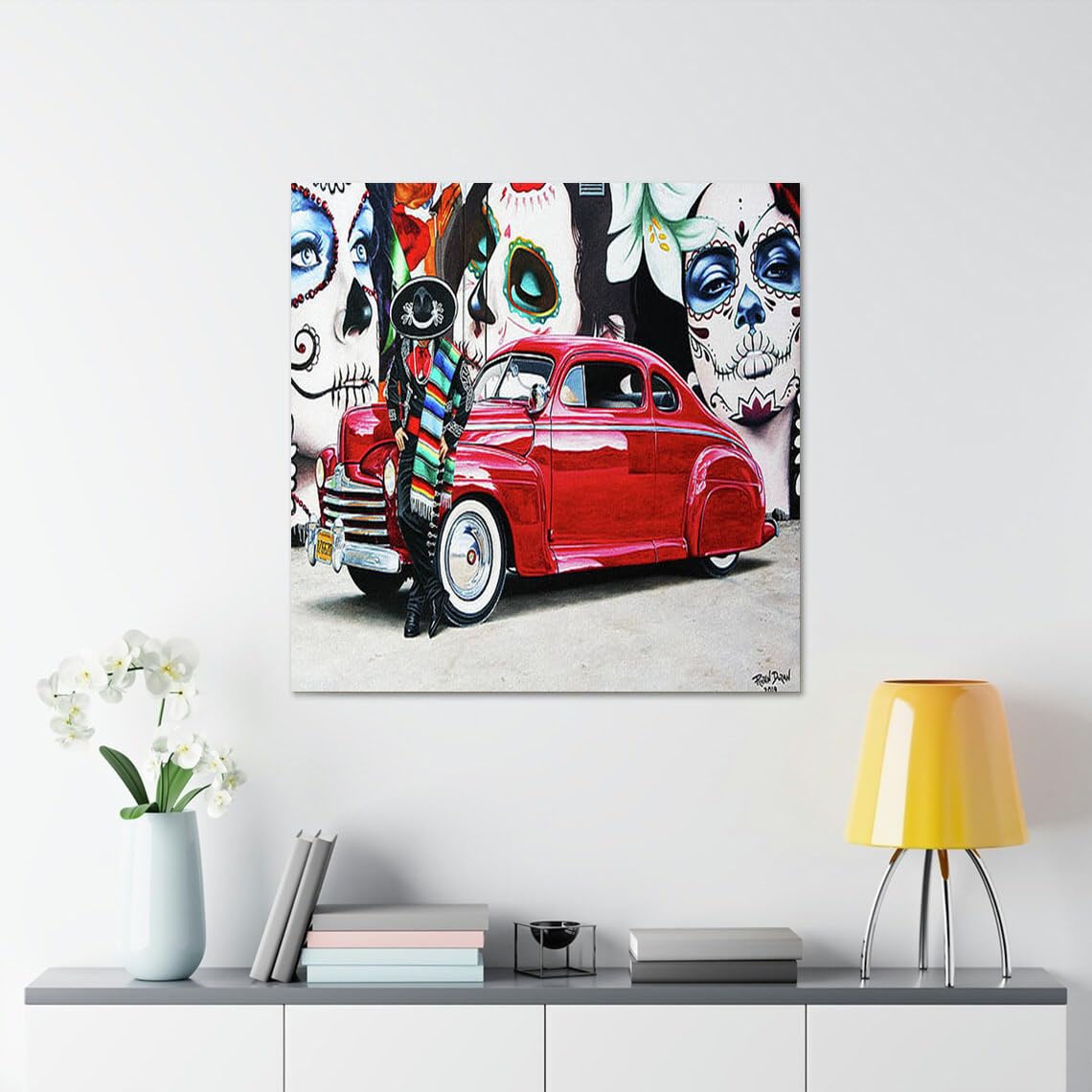 GADGETS WRAP Canvas Gallery Wrap Framed for Home Office Studio Living Room Decoration (17x17inch) - Tres Flores