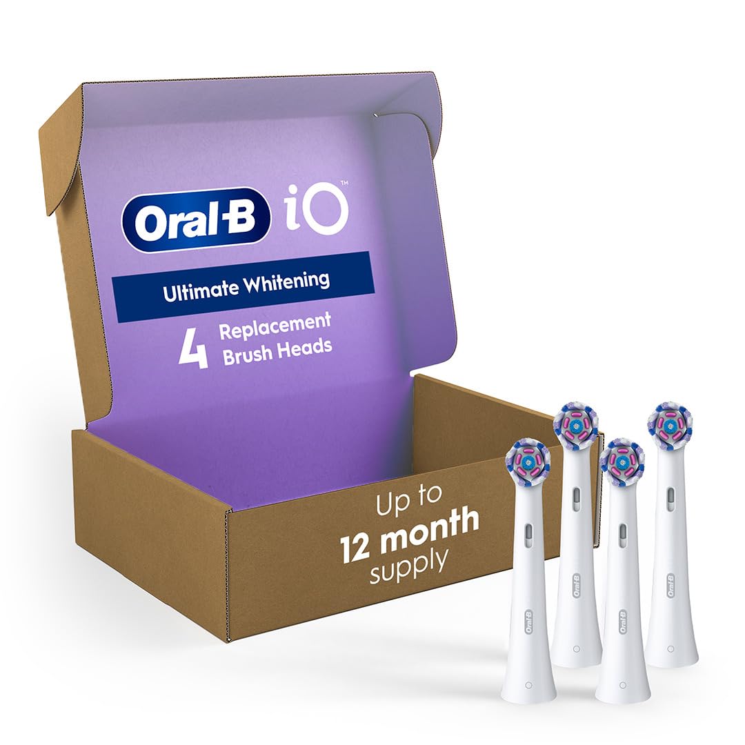 Oral-B iO Series Ultimate White Replacement Brush Head for iO Series Electric Toothbrushes, White, 4 Count