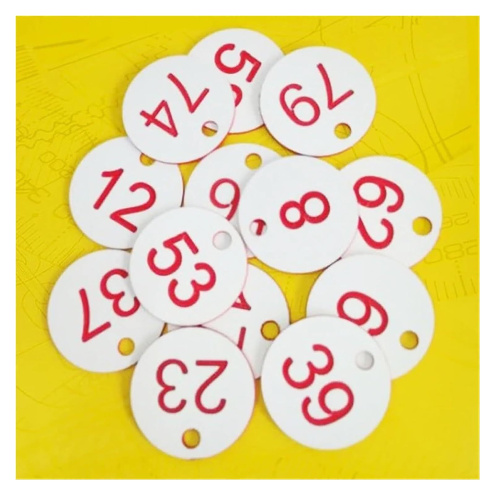 Plastikowe zawieszki z numerami, Etykiety z numerami ABS, wielokolorowe opakowanie 100 szt(Beige)