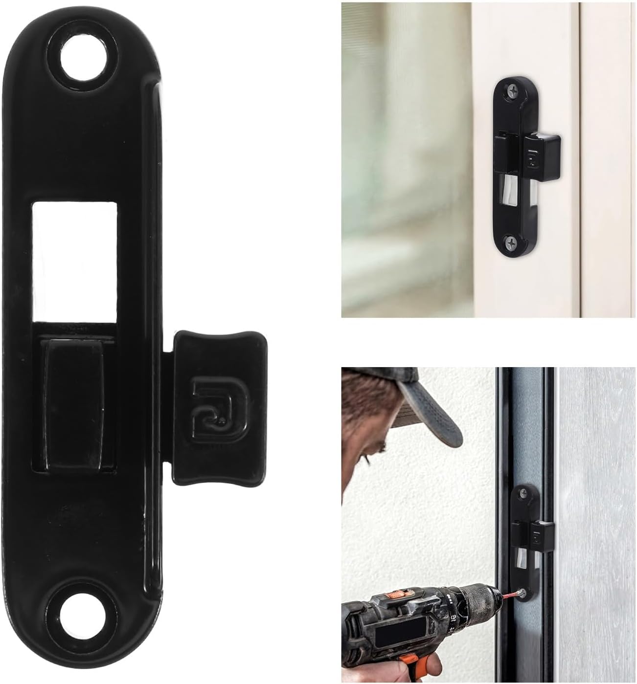 Generic Sliding Window Lock Replacement Set Single-Point Round Window Latch Black Alloy Safety Lock