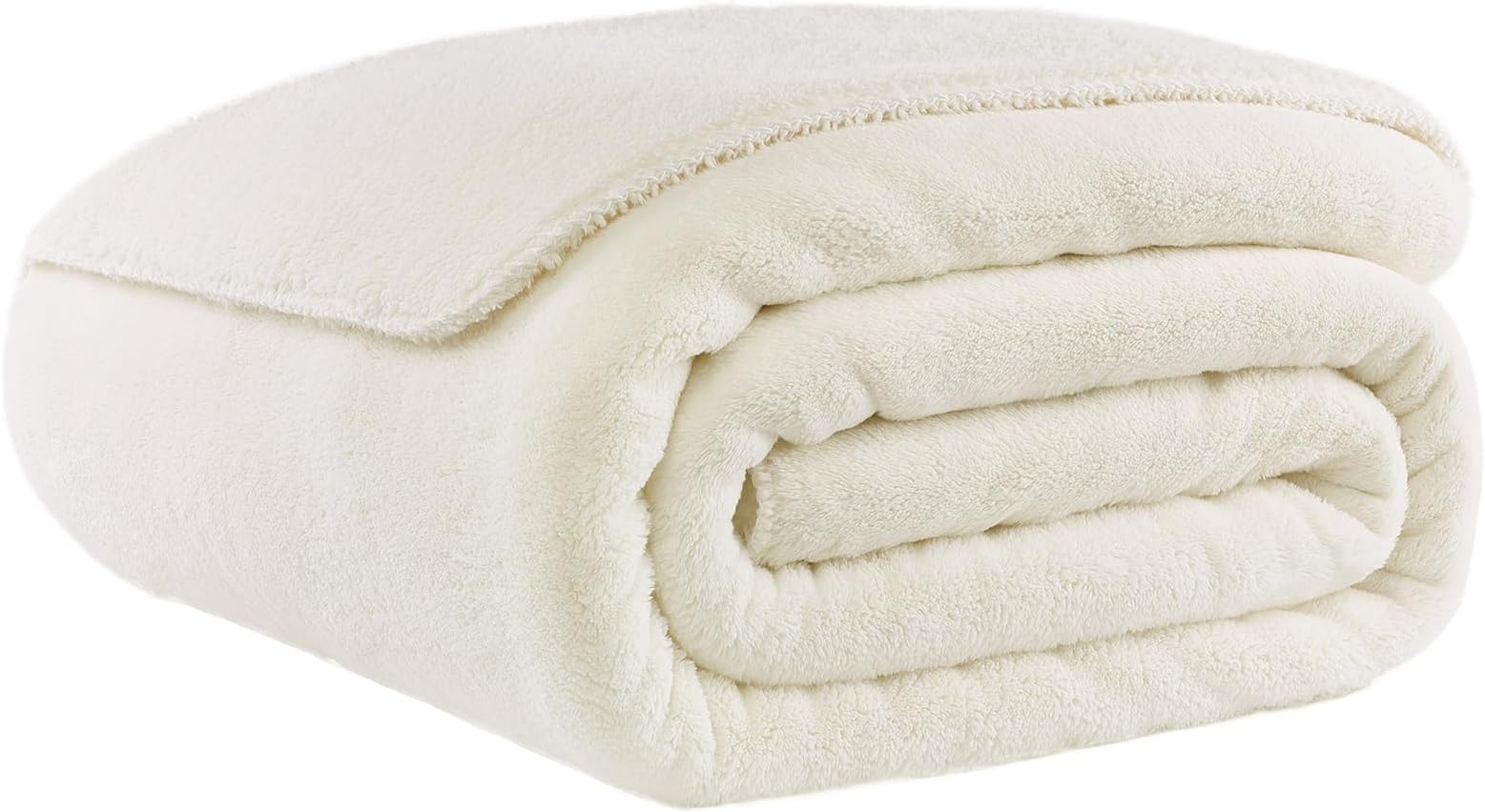 PanxHome Fluffy Blanket, 130x160 cm, 600GSM Thick, King Size, Soft & Modern Sofa Throw, Double Size Bed Blanket, White