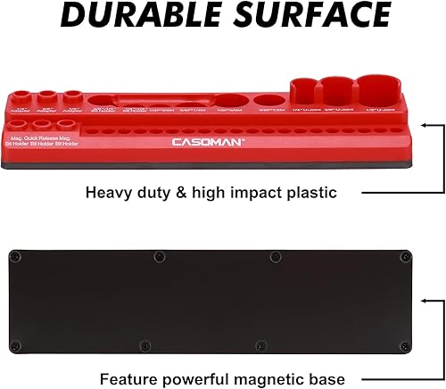 Miniatura 4 de CASOMAN Soporte magnético para accesorios de enchufe de 35 piezas, bandeja organizadora de herramientas magnética, sostiene brocas, adaptadores,