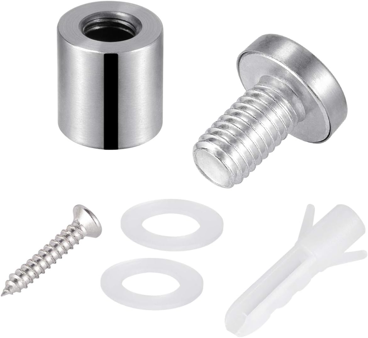 Favide 48 Packs Sign Standoff Screws Advertising Screws Stainless Steel Wall Standoff Mounts Glass Acrylic Nail for Glass Artwork and Sign Displays (3/4 x 1 Inch)