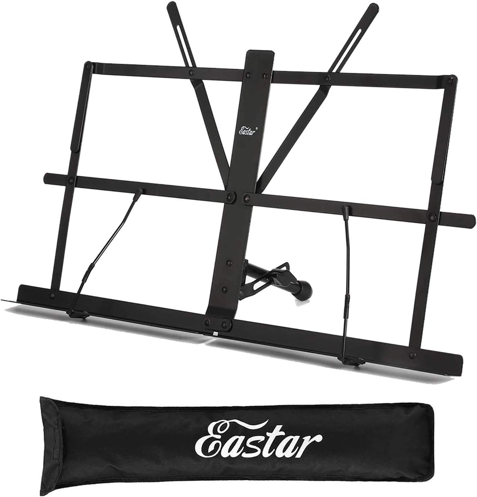 Eastar Tabletop Music Stand for Sheet Music ESMF-3, Table Top Desktop Book Stand Folding Portable Sheet Music Stand Adjustable Travel Music Holder Lightweight with Carrying Bag, Black