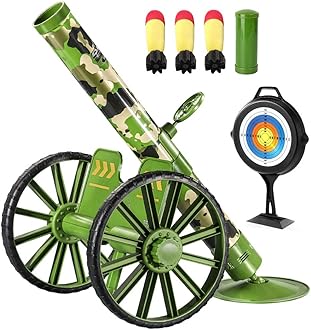 Shock Wave Foam Rocket Mortar Launcher Set - 3 LED Foam Shells, Bullet Target, Loading Bucket, Sound Effects - Military Toy Gift for Boys and Girls