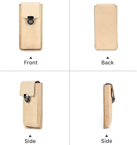 Vista 16 de Top Grain - Estuche organizador de cuero genuino para 12 bolígrafos y lápices, diseño minimalista sólido, hecho a mano, cierre magnético con cajón