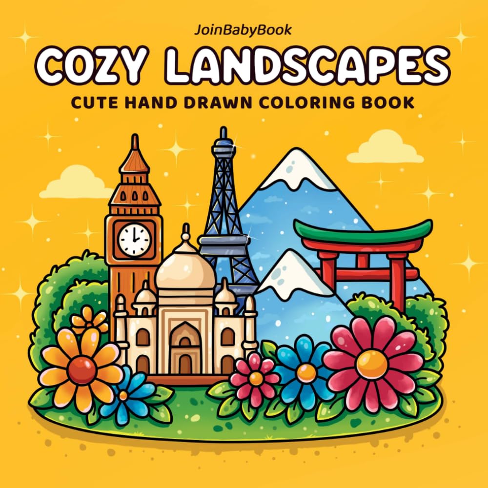 Cozy Landscapes: Cute Coloring Book for Adults and Teens with Bold and Easy Designs for Relaxation and Stress Relief