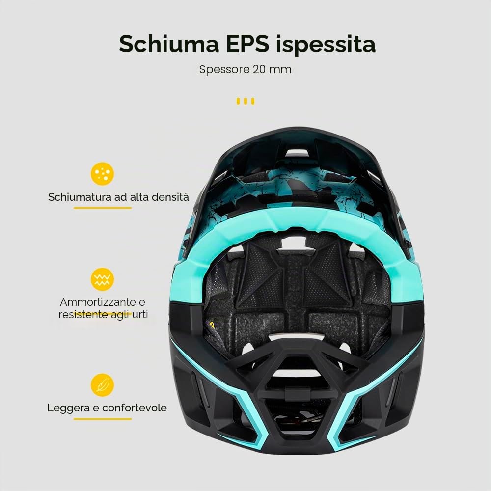 Lixada Casco integrale da mountain bike Casco MTB da discesa per adulti da corsa per mountain bike