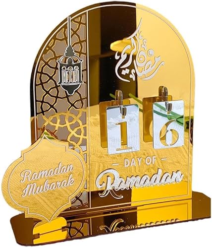 Calendario de Adviento de Ramadán, decoraciones de Ramadán para el hogar 2024, acrílico Eid Ramadan Mubarak Calendario de Adviento de cuenta