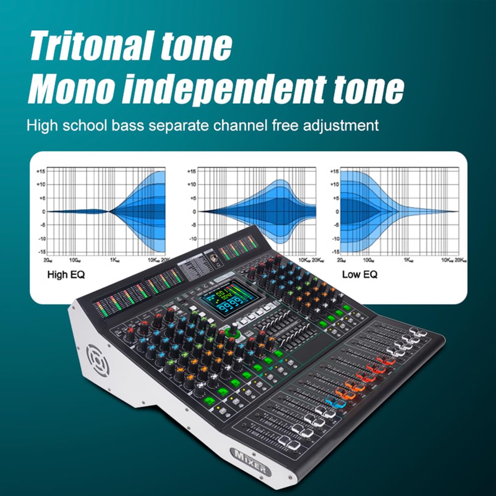 MD10 - Console mixer a 10 canali con 99 effetti DSP, riproduzione USB, connessione wireless, controllo EQ indipendente, ampio display LED - Mixer audio professionale per spettacoli dal vivo