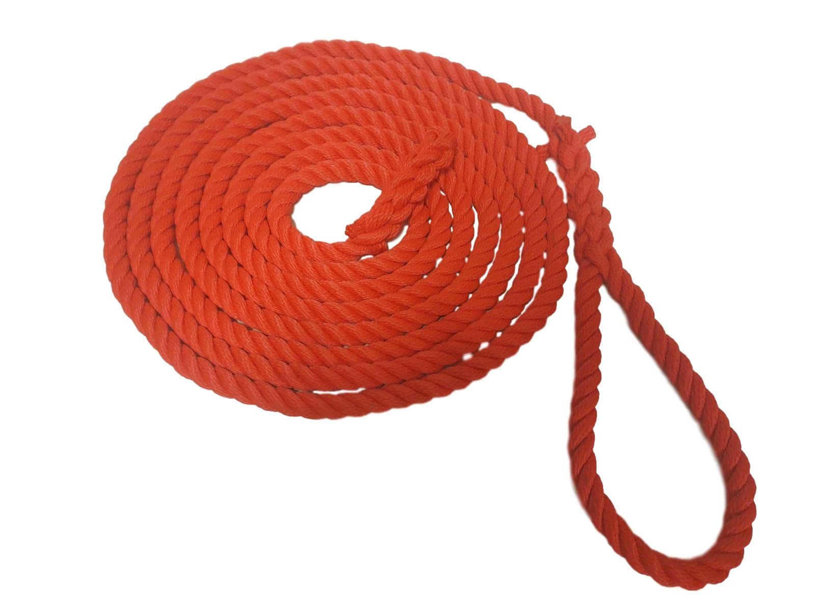 16mm Softline Polypropylene Mooring Rope 20ft Long With Soft Eye One End And Back Spice Other End - Narrowboat Mooring Line - Polysoft - Floating Line - Available in Navy Blue - Black - Red (Red)